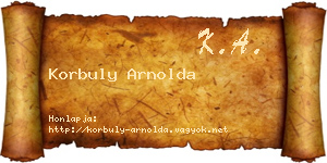 Korbuly Arnolda névjegykártya